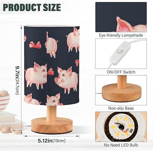Miniatura 3 de Luz nocturna LED para niños, lámpara de mesa eléctrica con lindo cerdo rosa para mesa auxiliar de adultos
