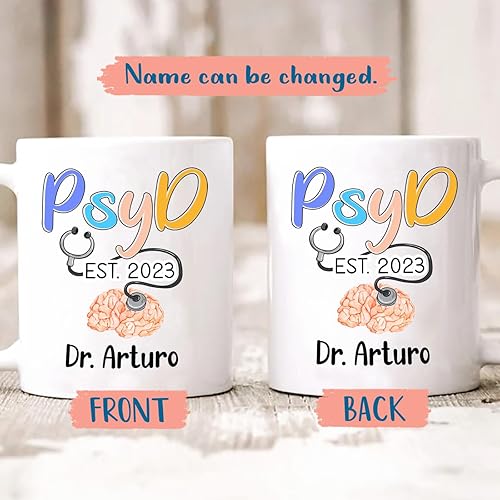 Miniatura 2 de Taza de café personalizada PsyD Est 2023, regalo para cumpleaños de psiquiatrapsicólogo, nombre personalizado y año psiquiatra, psicólogo,