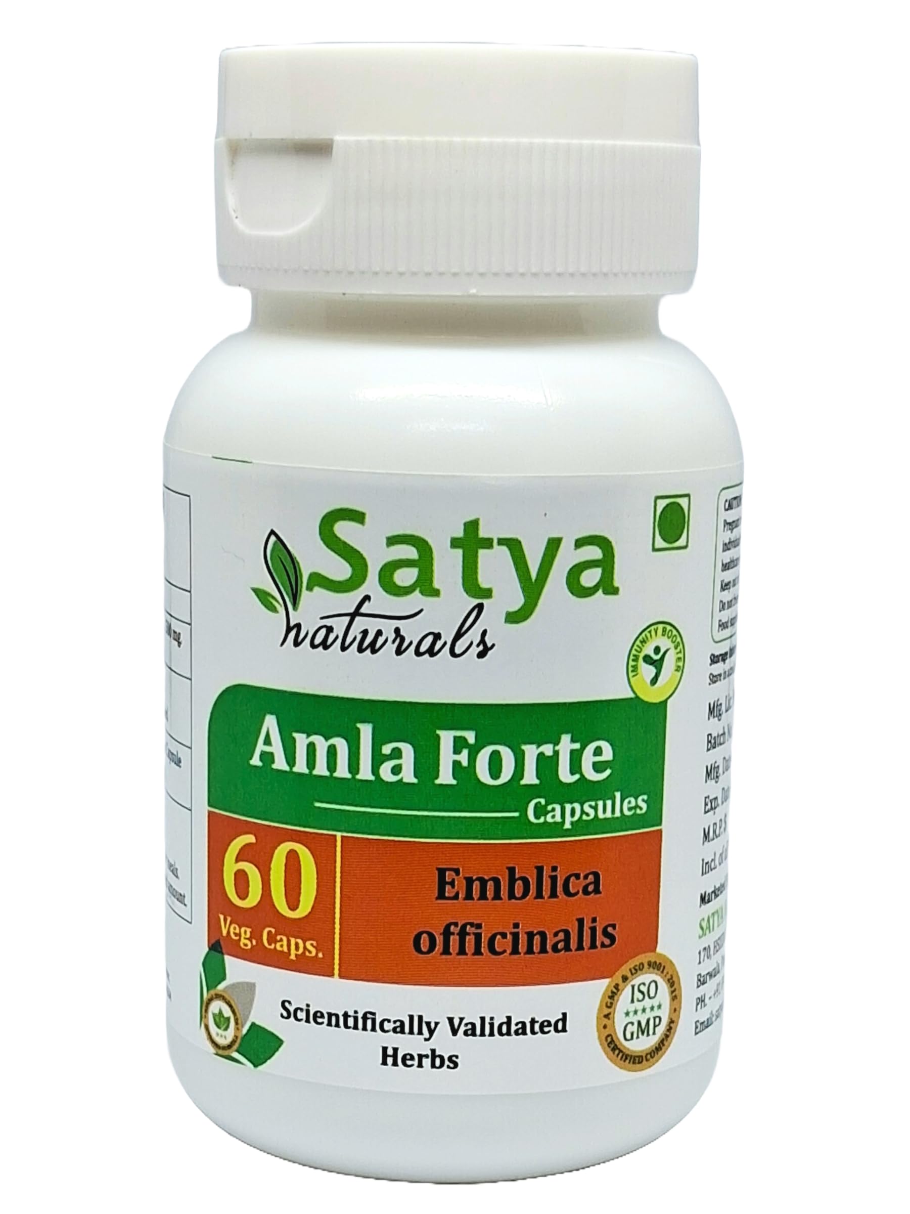 Amla (Emblica Officinalis, Amalaki) Extract Capsules | 100% Herbal & High Potency | 500 mg. | Boost Immunity, Digestion & Vitality | Pack of 60 Veg. Capsules