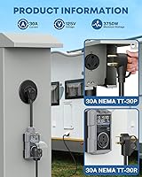 Vista 5 de Kohree Protector contra sobretensiones RV de 30 amperios, 18000 julios, protección contra sobretensiones de sobretensión, adaptador de enchufe RV