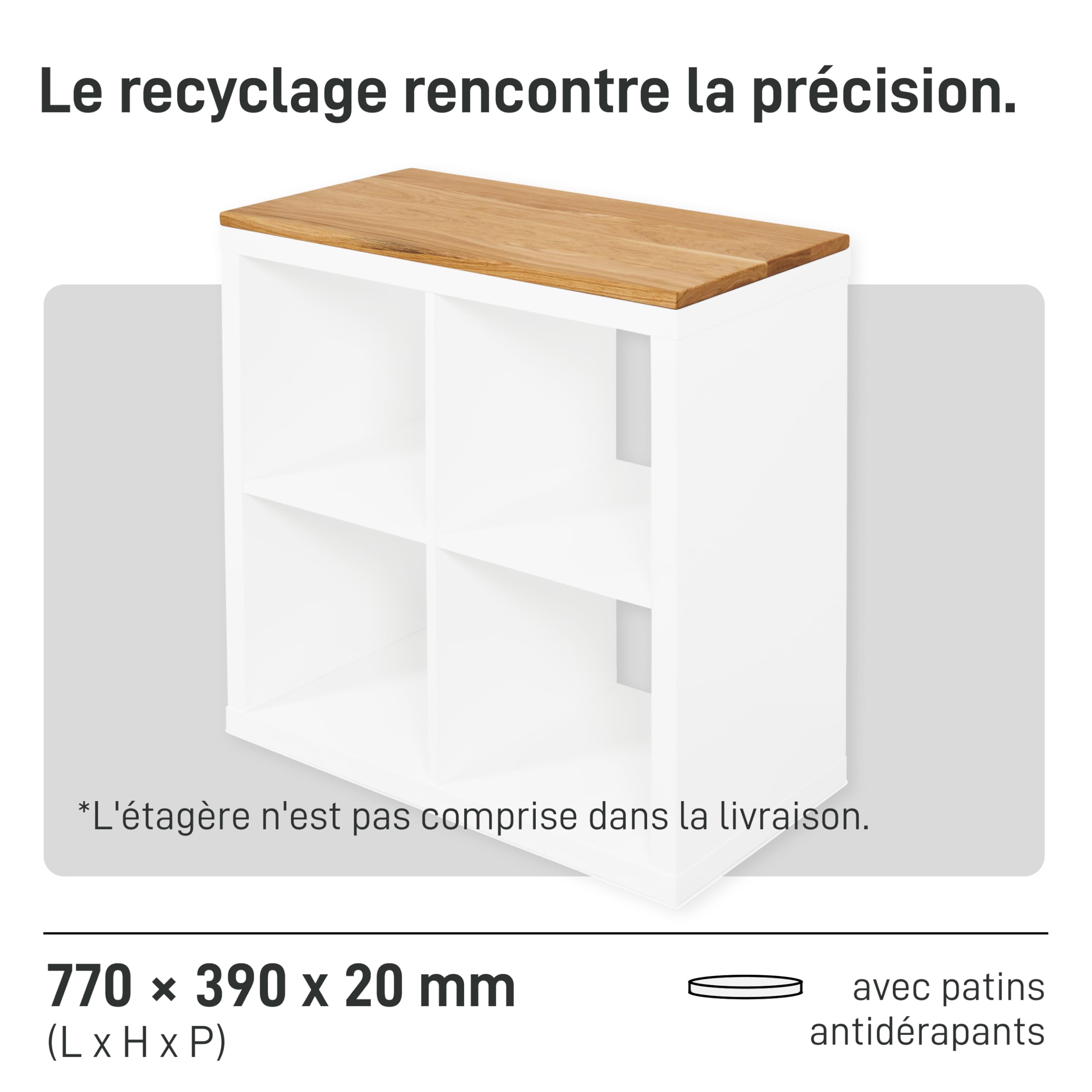 Natural Goods Berlin 1 plaque de recouvrement en chêne Kallax - IKEA Upcycling DIY - Plaque en bois 2 cm d'épaisseur pour Kallax fonction antidérapante