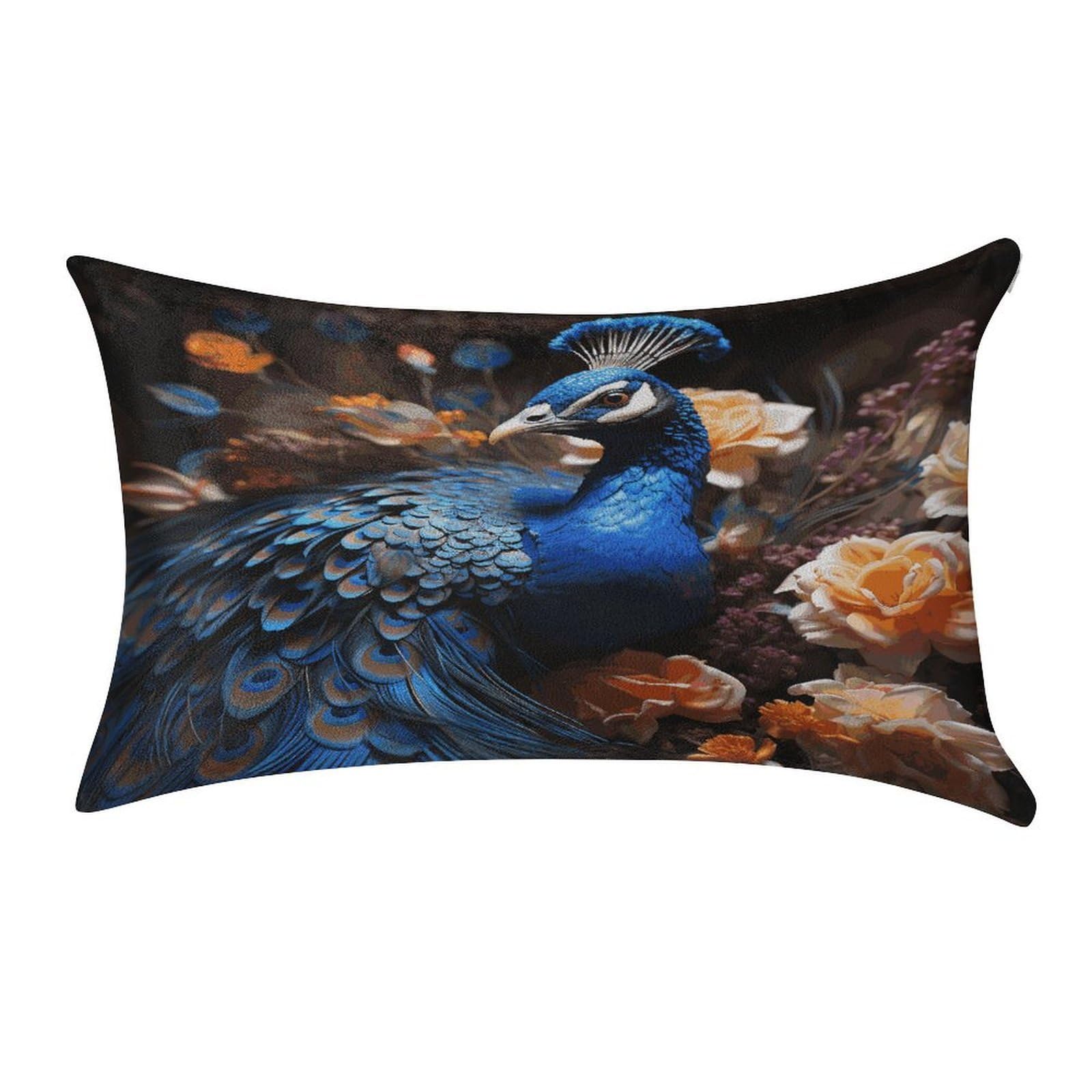 FekiLoot Blue Peacock Pillow Covers Luxury Velvet Oblong Pillowcases Rectangular Throw Pillows Case Decorative Velvet Cushion Covers Ultra Soft Lumbar Pillow Shells 12 X 20 in