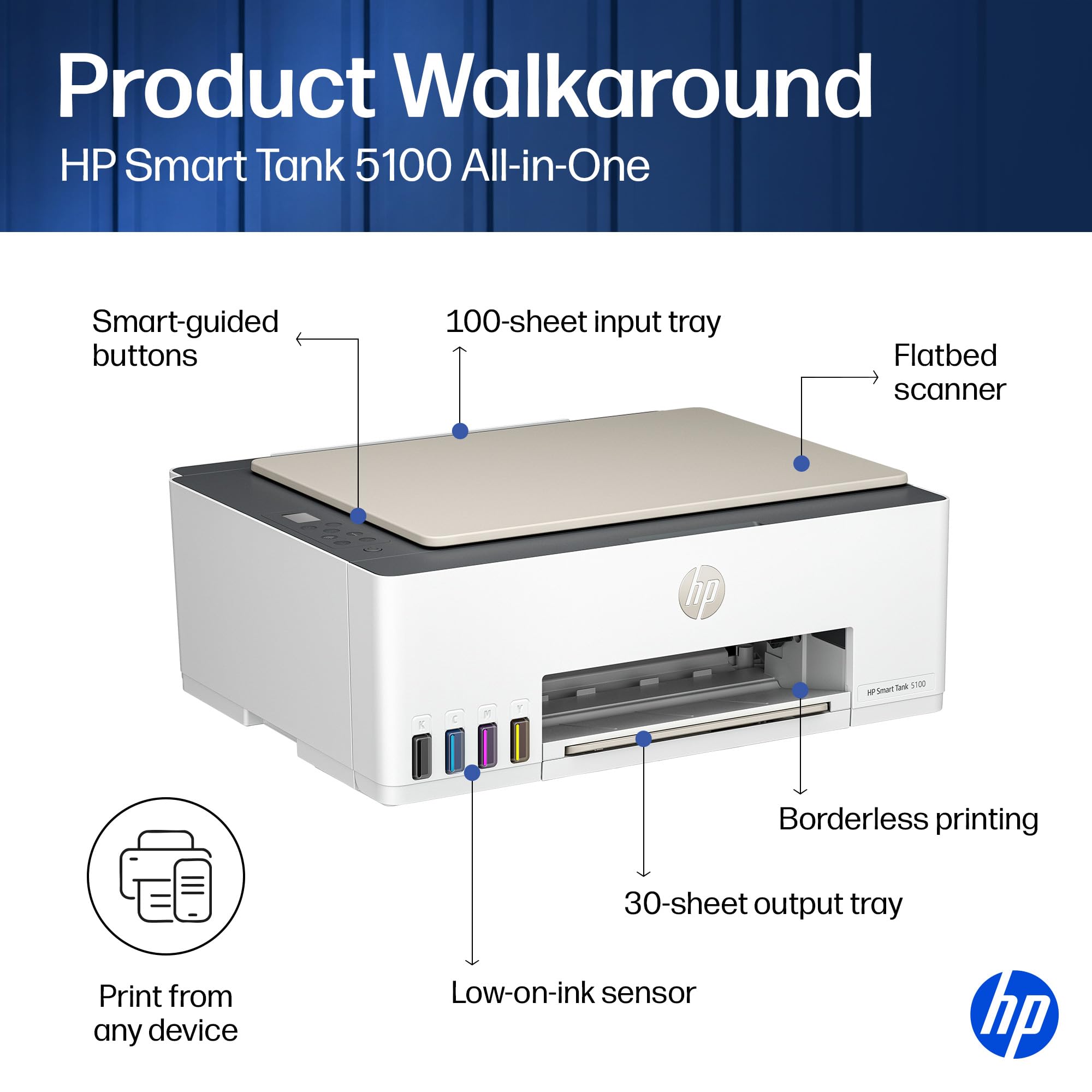 HP Smart Tank 5100 Printer - 3 Years Ink Included -4