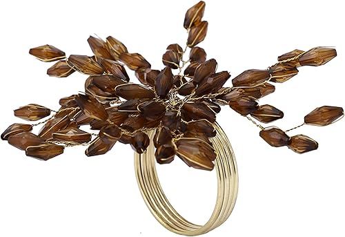 Juego de 12 servilleteros para decoración de mesa de comedor, fiestas, uso diario, servilleteros de metal, hojas de café (paquete de 12)