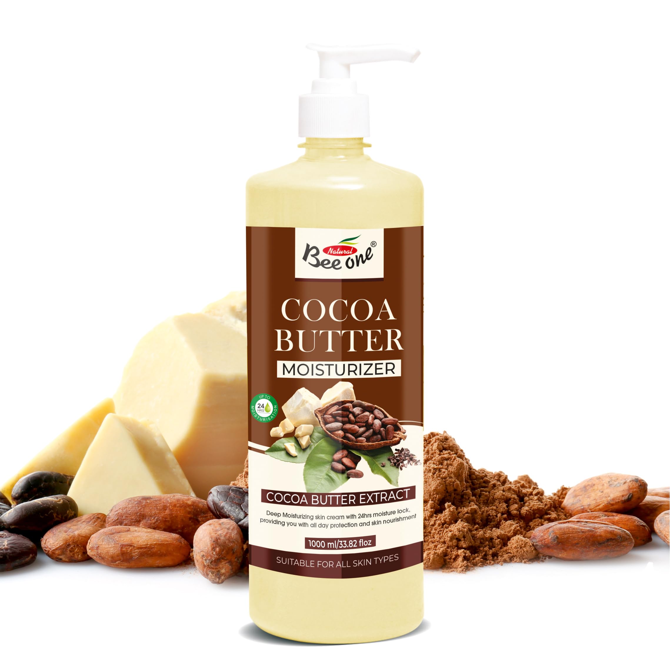 Bee One Cocoa Butter Moisture Lock Body Lotion 1000ml | Hydrating Formula for Soft & Supple Skin, Long-Lasting Moisture & Nourishment | Suitable all for skin types-image-2