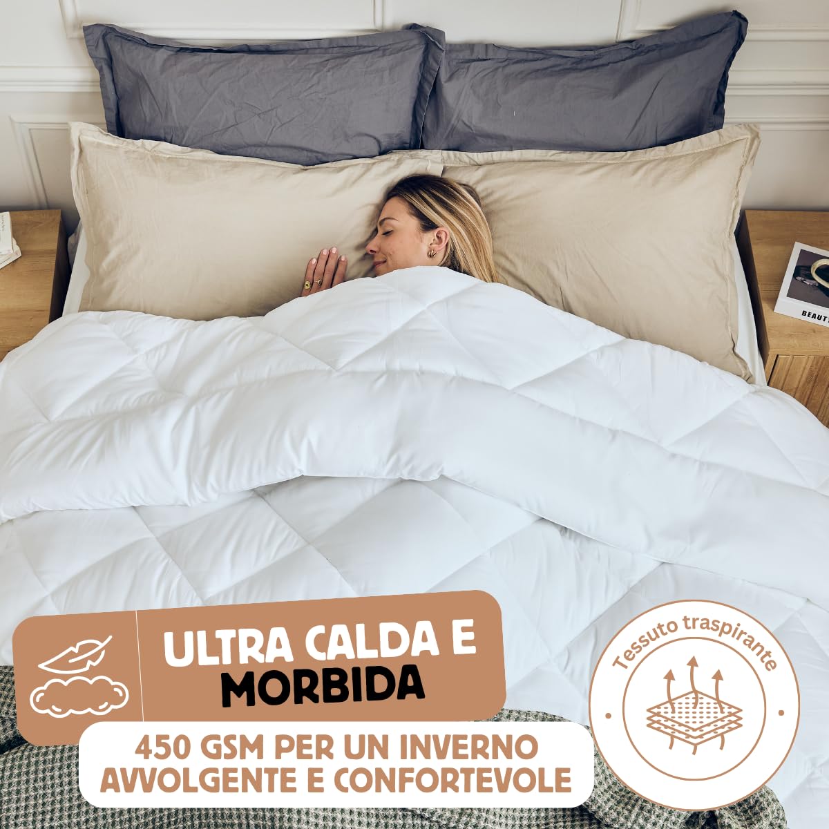 DREAMWAY Piumino Invernale 220x240 cm - 450 g/m² Caldo - Antiacaro