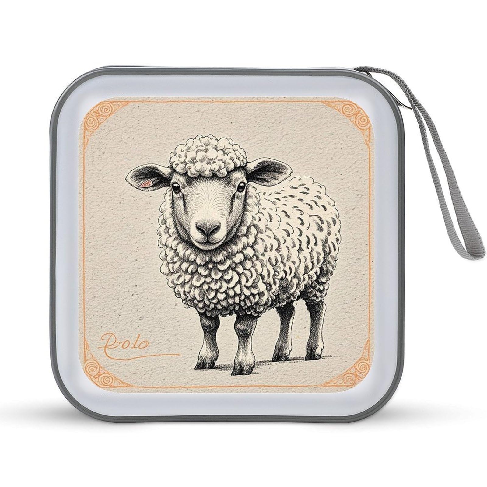 VstaDank Hand Drawn Sheep DVD Case With Zipper Portable CD Case Hardshell DVD VCD Binder Storage Box EVA Protective Blu-ray Wallet 40 Capacity CD Wallet Movie Music Media Disc Wallets