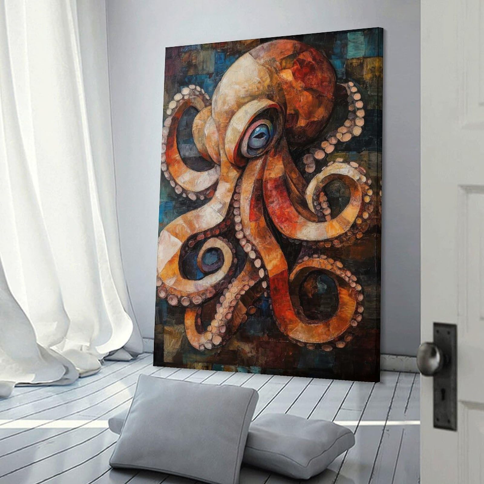 Junmoney Octopus Painting Decorative Wall Artwork 24x36inch(60x90cm), for New Homes, Bedrooms Or Workspaces, A Wall Art Gift for Fresh Interiors
