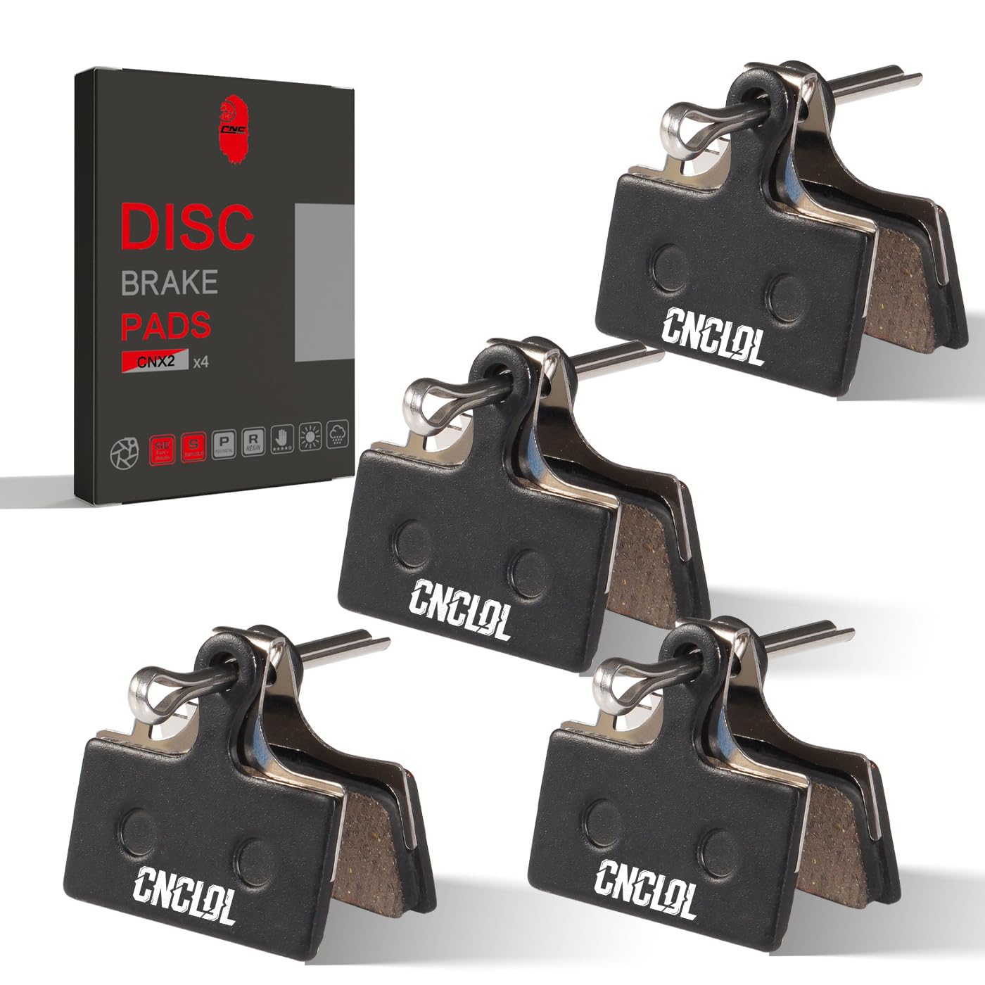 CNCLOL Bike Disc Brake Pads, for Shimano XTR XT SLX Deore, Fits BR-M9000 M9020 M985 M987 M785 M8000 RS785 S700, Replacement G01A G02A G03A G05A G01S G02S G03S.Resin(4-pairs) — image 1
