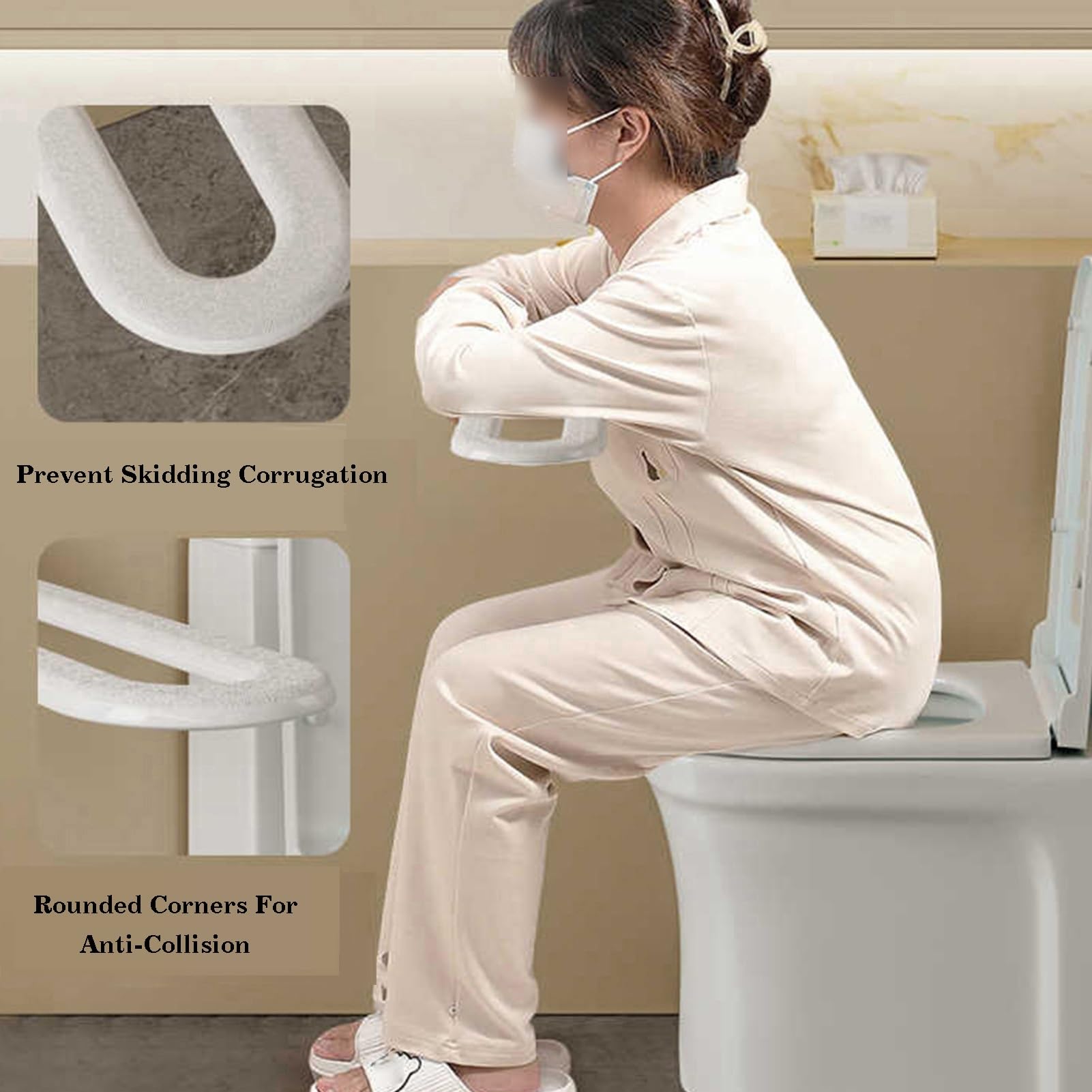 Barra de seguridad plegable – Empuñaduras abatibles para personas mayores – Rieles de soporte de inodoro plegables para bañeras y duchas