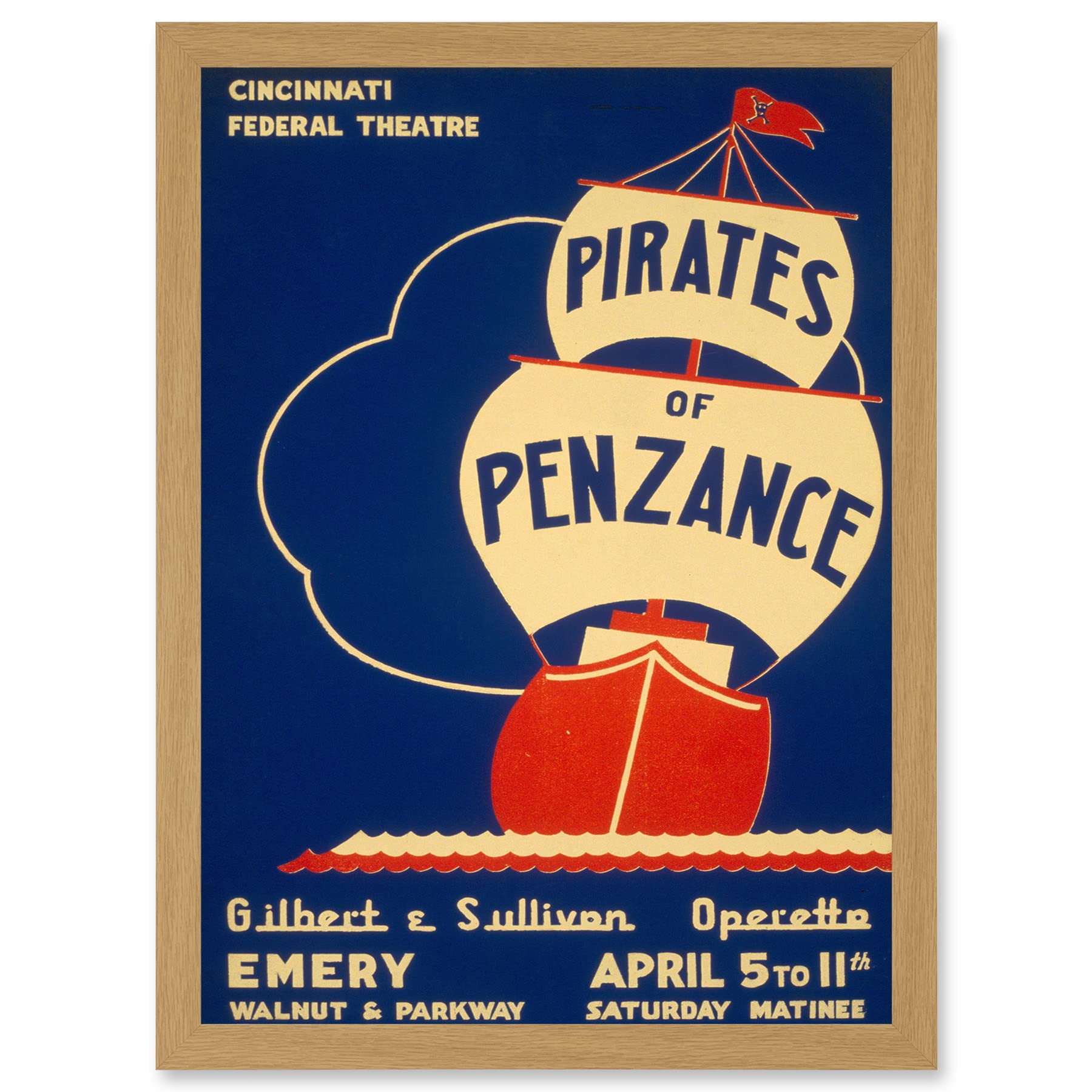 Artery8 Theatre Pirates Of Penzance Poster Gilbert Sullivan Artwork Framed Wall Art Print A4