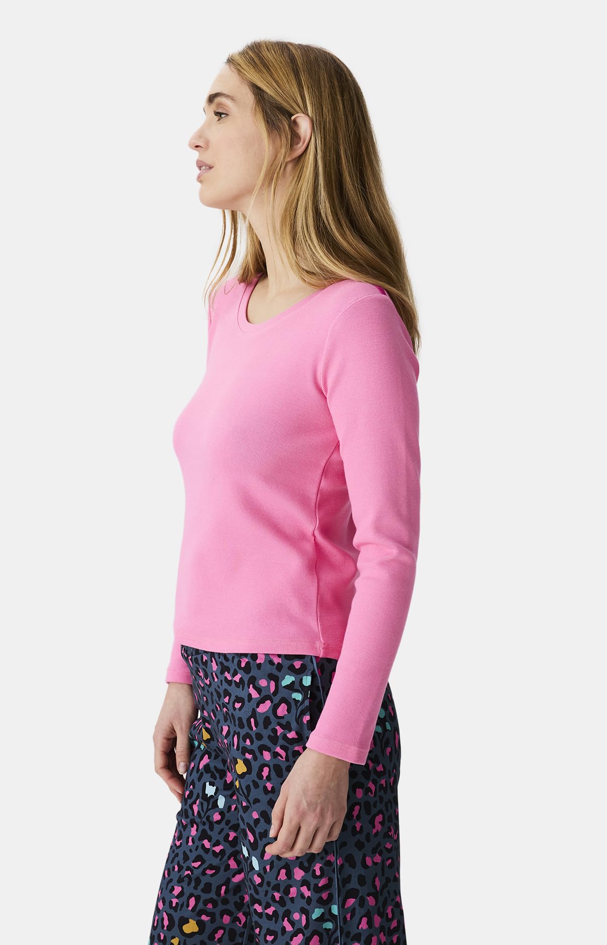 ARTHUR - Tee-Shirt Femme - Tee-Shirt Côtelé ou Haut de Pyjama Femme - Col Rond et Manches Longues - Mélange Coton