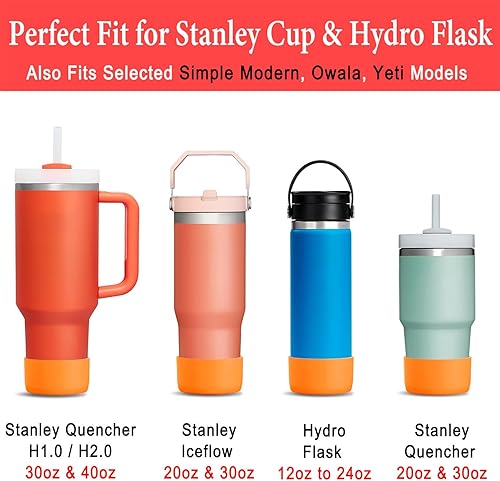 Miniatura 2 de KTKUDY 2 botas protectoras de silicona para vaso Stanley Quencher H2.0 de 30 oz 40 onzas e IceFlow de 20 oz 30 oz y botella de agua Hydro Flask de