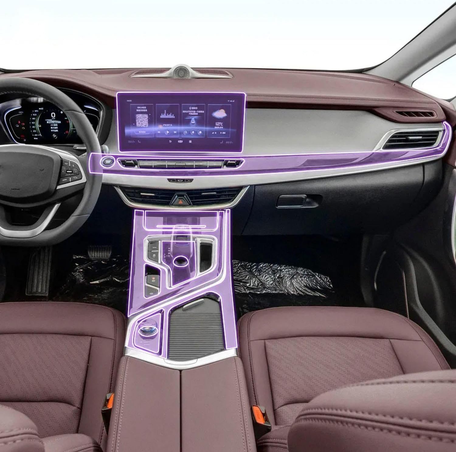 Film protection transparent console centrale voiture Geely Jiaji 2019-2022