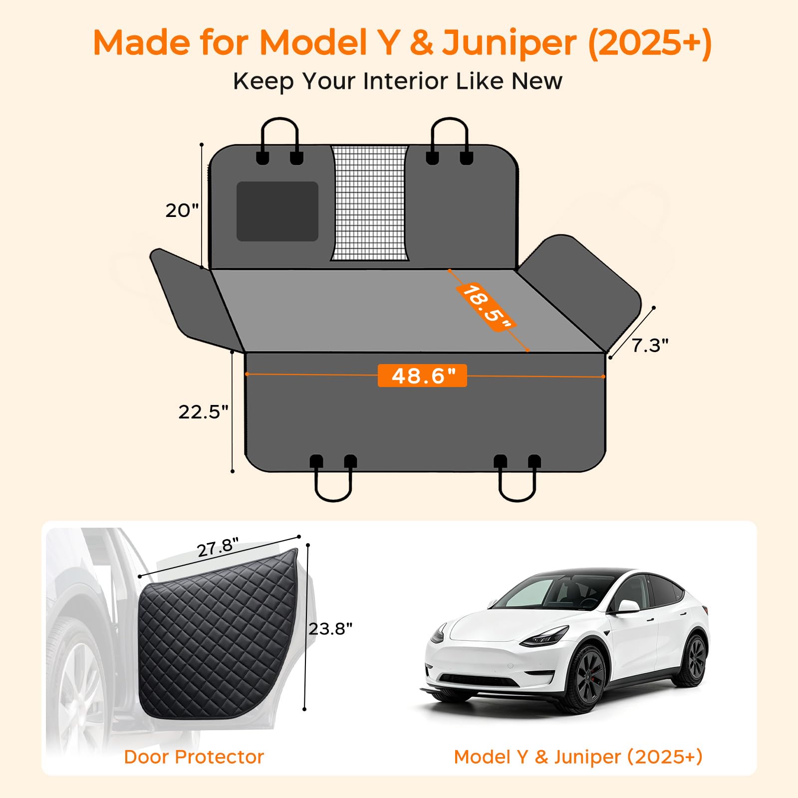 URPOWER Dog Car Seat Cover for Back Seat, Waterproof Hammock for Model Y view 6