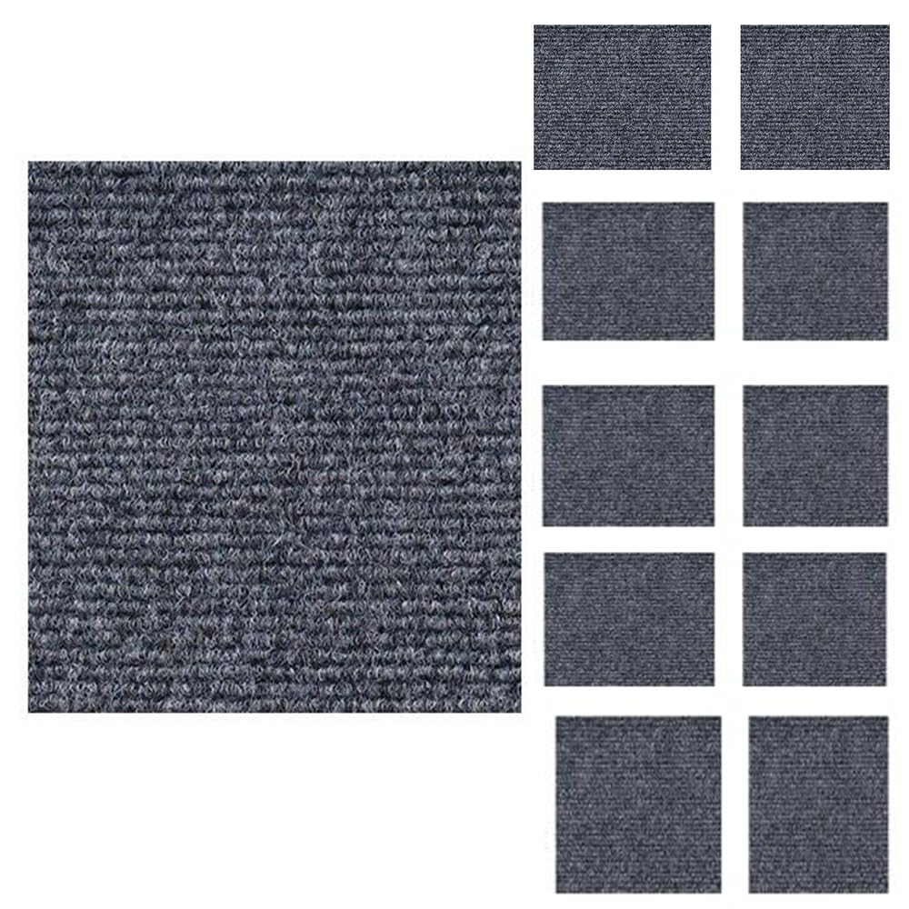 10 Pcs Self Adhesive Carpet Tiles,12x12 inch Carpet Tiles Peel and Stick Non-Slip Self Soft Padded for Commercial Office Living Room Bedroom Indoor Outdoor