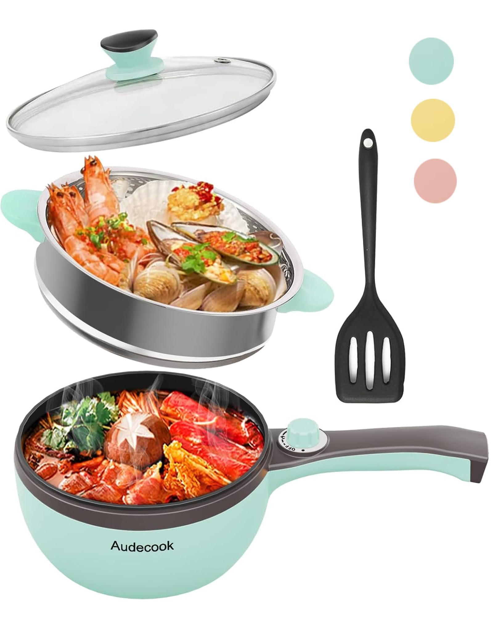 Audecook Elektrische Hot Pot Tragbarer Kochtopf Mini Elektrisch Hotpot