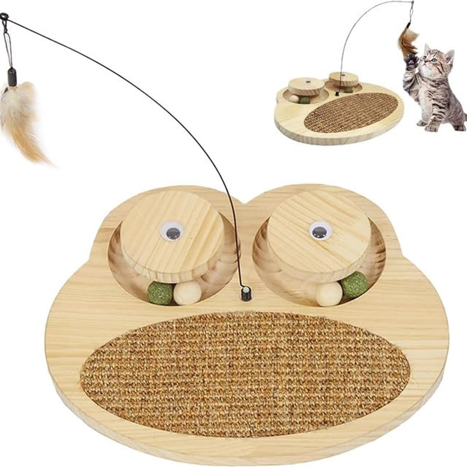 Cature Cat Scratcher Board, Cat Natural Sisal Scratching Pad, Kitten Interactive Toy Roller with Ball Track Spring Ball for Chasing Hunting Fun Mental Physical Exercise Puzzle (B0CKSSCL7S) Amazon Price History, Amazon Price Tracker