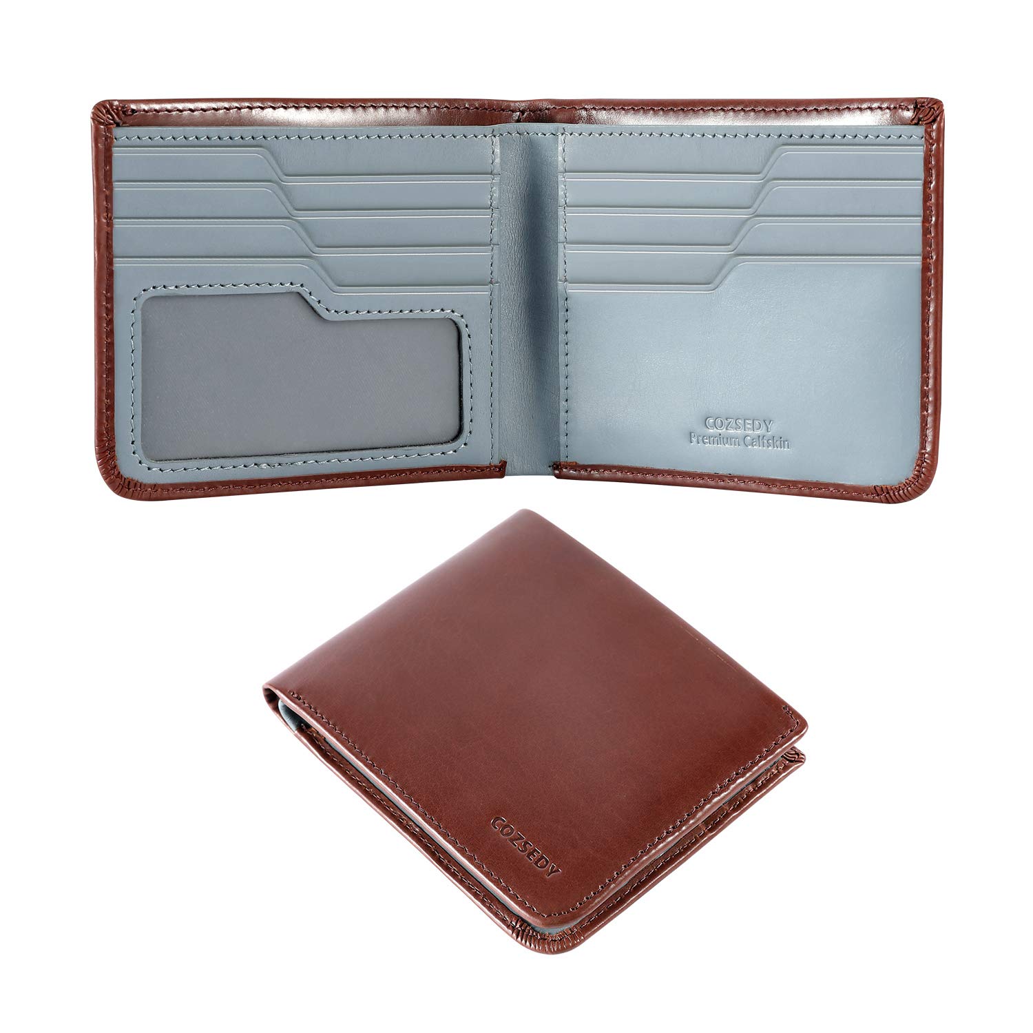 Calfskin Slim Wallets For Men RFID Blocking Leather Front Pocket Mens Bifold Wallet Easy Access Ladd