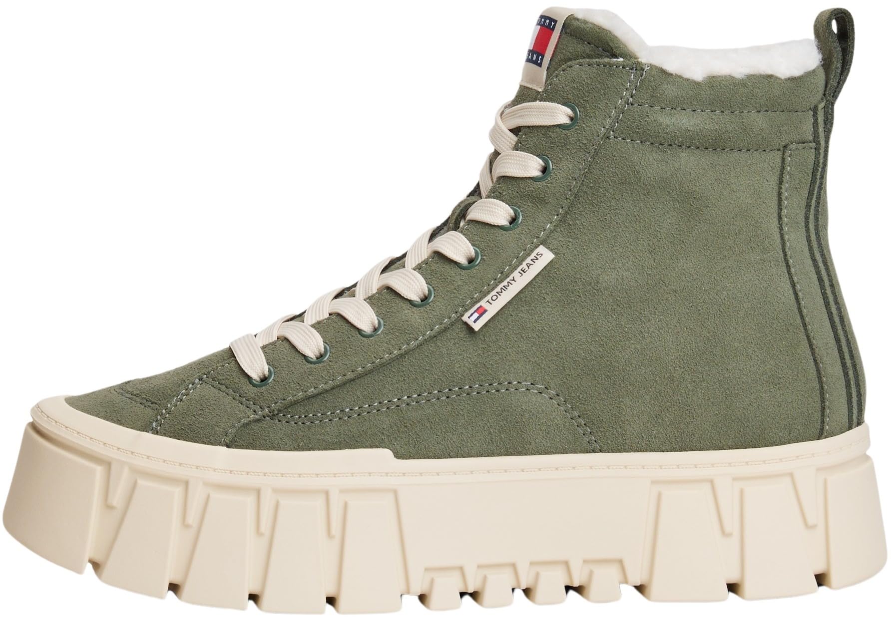 Tommy Jeans Women’s Flatform Suede Ankle Boots, Green (Pewter Green), 7.5