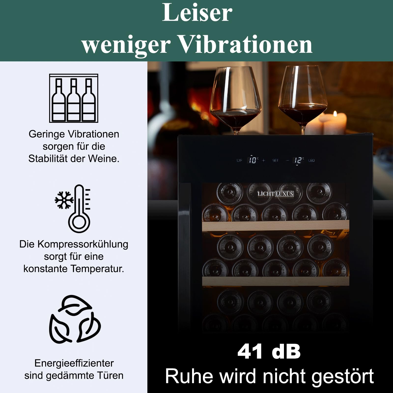 Weinkühlschrank 2 Zonen für 71 Flaschen – Freistehender Weintemperierschrank mit 3-fach UV-Glastür & Holzablagen (5-20°C) – Großer Getränkekühlschrank für Wohnzimmer & Weinkeller