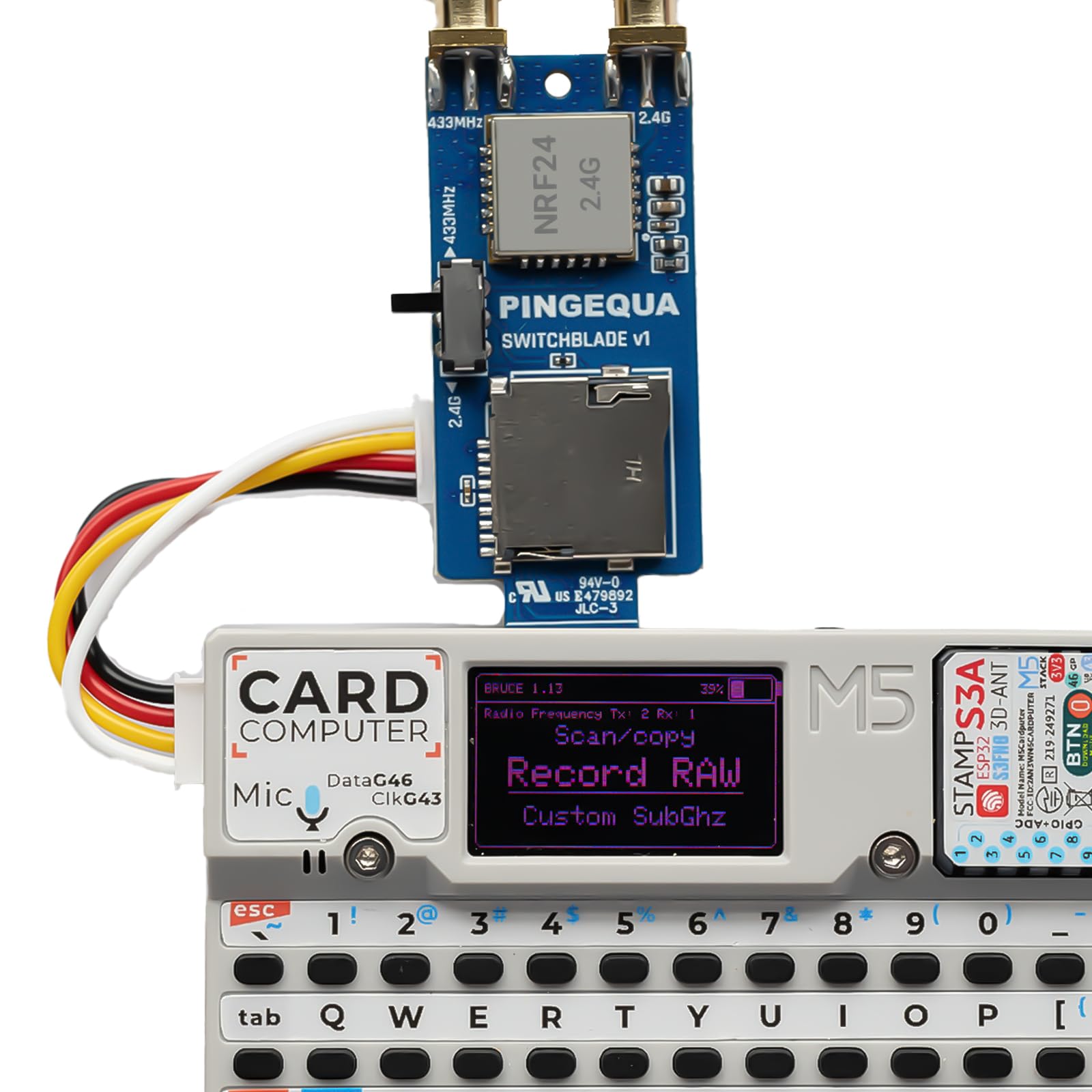 Scheda M5Stack Cardputer RF 3 in 1, NRF24L01+ PA/LNA & CC1101 Ricetrasmettitore Sub-GHz con slot MicroSD - Modulo di sviluppo IoT Plug & Play per l'analisi del segnale e la formazione
