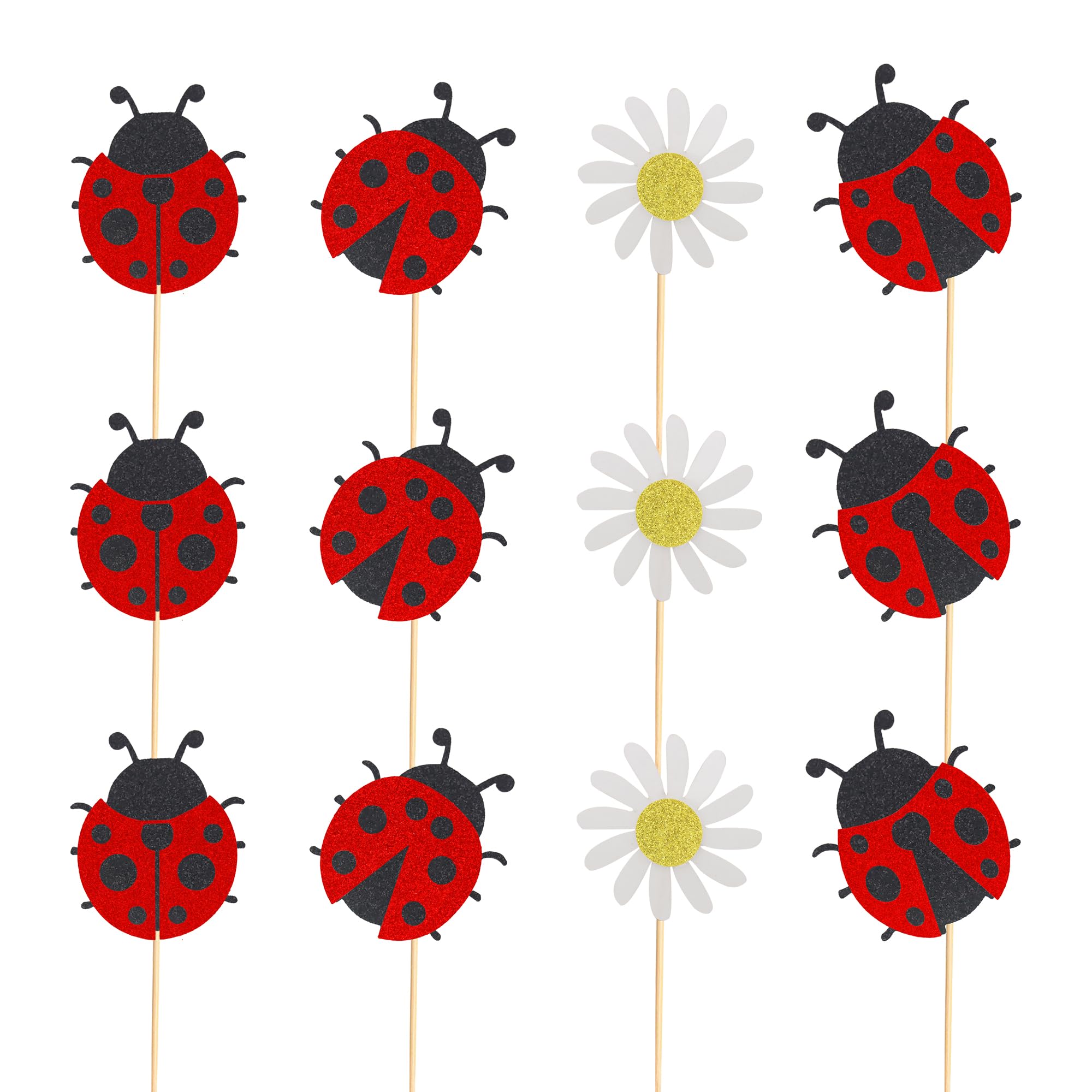 Kreatwow 36 decorazioni per cupcake a tema insetti insetti per feste estive primaverili decorazioni per torte a tema scarabeo, coccinella e farfalla forniture per feste di compleanno