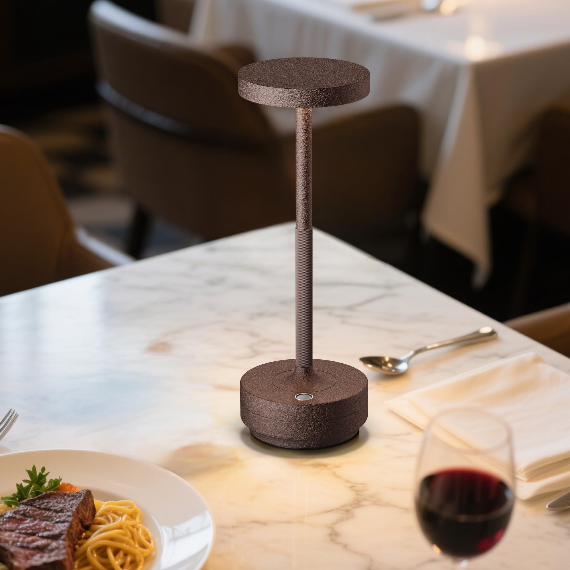Lampada da Tavolo Senza Fili Ricaricabile,Lampada Led da Tavolo,3 Modalità di Colore, IP54, per Interni/Esterni, Ristorante (2x Ruggine)