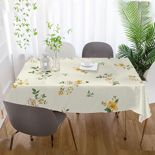 Miniatura 6 de ZOEO Mantel rectangular con estampado de flores sobre amarillo, moderno, mantel de cocina y comedor, mantel decorativo lavable para fiestas, picnic,