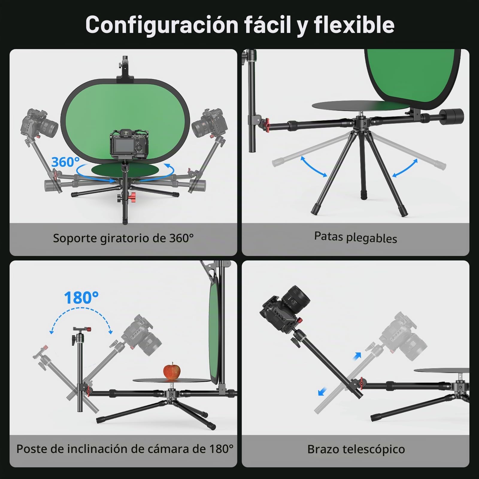 SMALLRIG Plataforma Giratoria para Fotografía de 360° de 12" Profesional, ángulo de Disparo Ajustable, Plataforma Giratoria de Video Portátil, con Placa QR para Arca - 4807