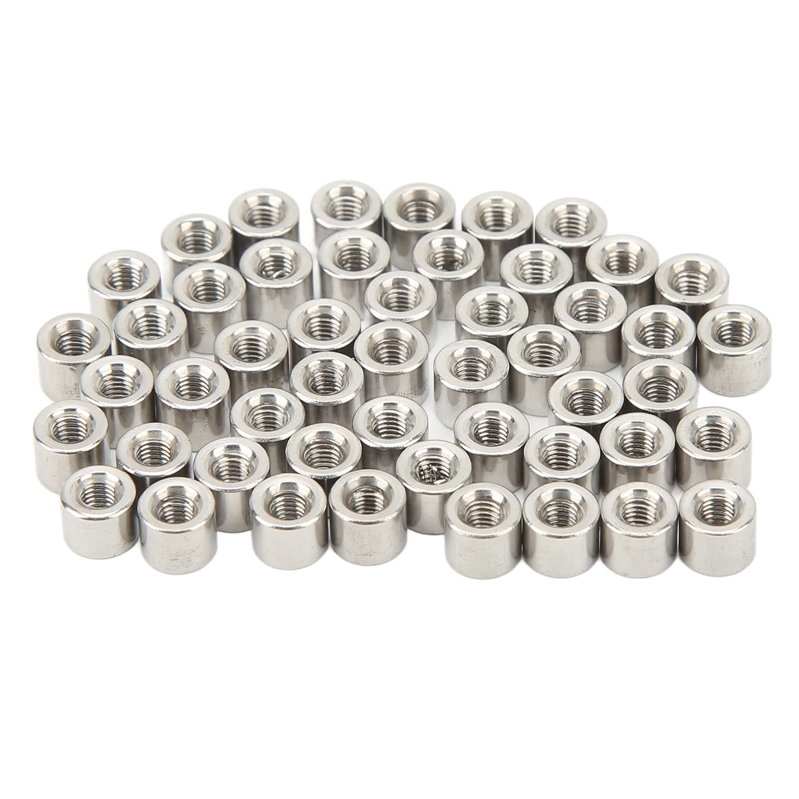 50Pcs Round Coupling Nuts, M3*0.5-6-L5mm Threaded Rod Connector Nuts for Screw Rod Fixing