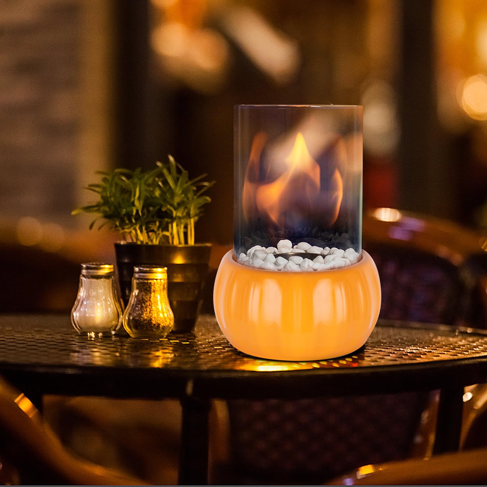 Cheminée De Table Bioéthanol - Portable Pour Intérieur/extérieur - Sans Fumée, Sans Odeur - Verre De Sécurité - Décoration Balcon, Jardin