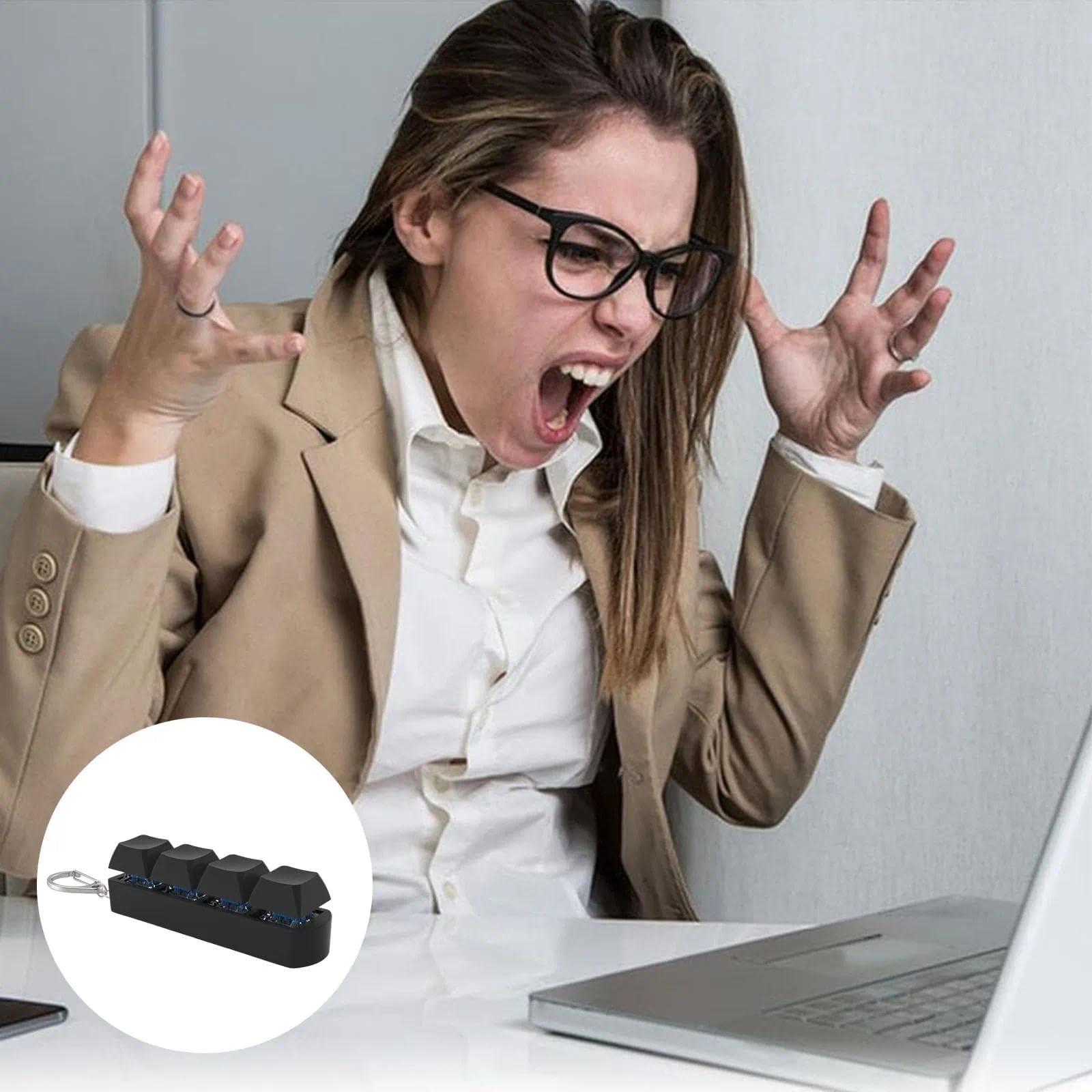 AYZDJ 2 Pack Keyboard Fidget Toy, Clicky Button Sensory Stress Relief Gadget with Keychain for Office & Home - Image 3