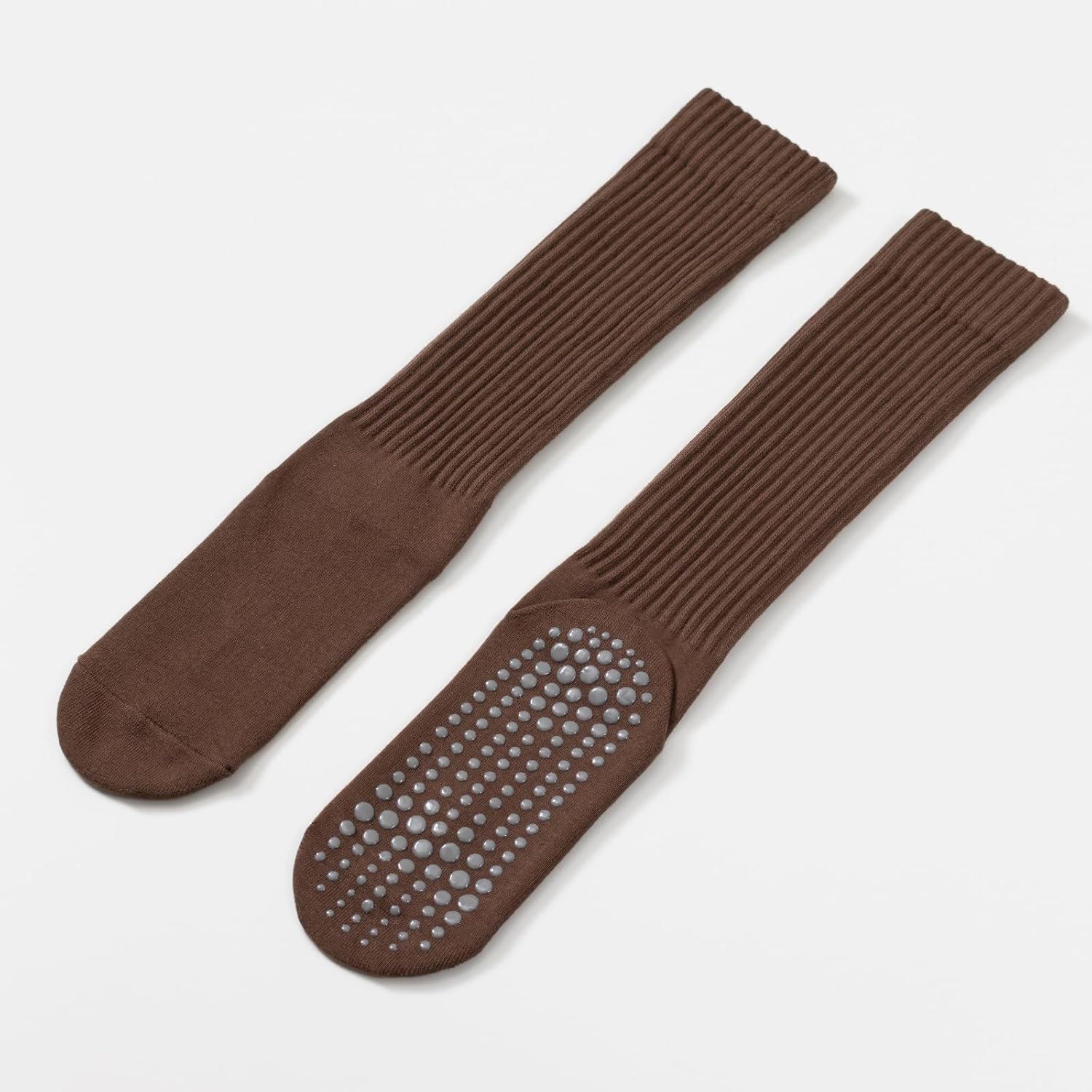 Yoga Pilates Socks with Grips for Women Ribbed Knee Highs Non Slip Cushioned Over the Calf Socks for Barre Ballet Dance - Image 3