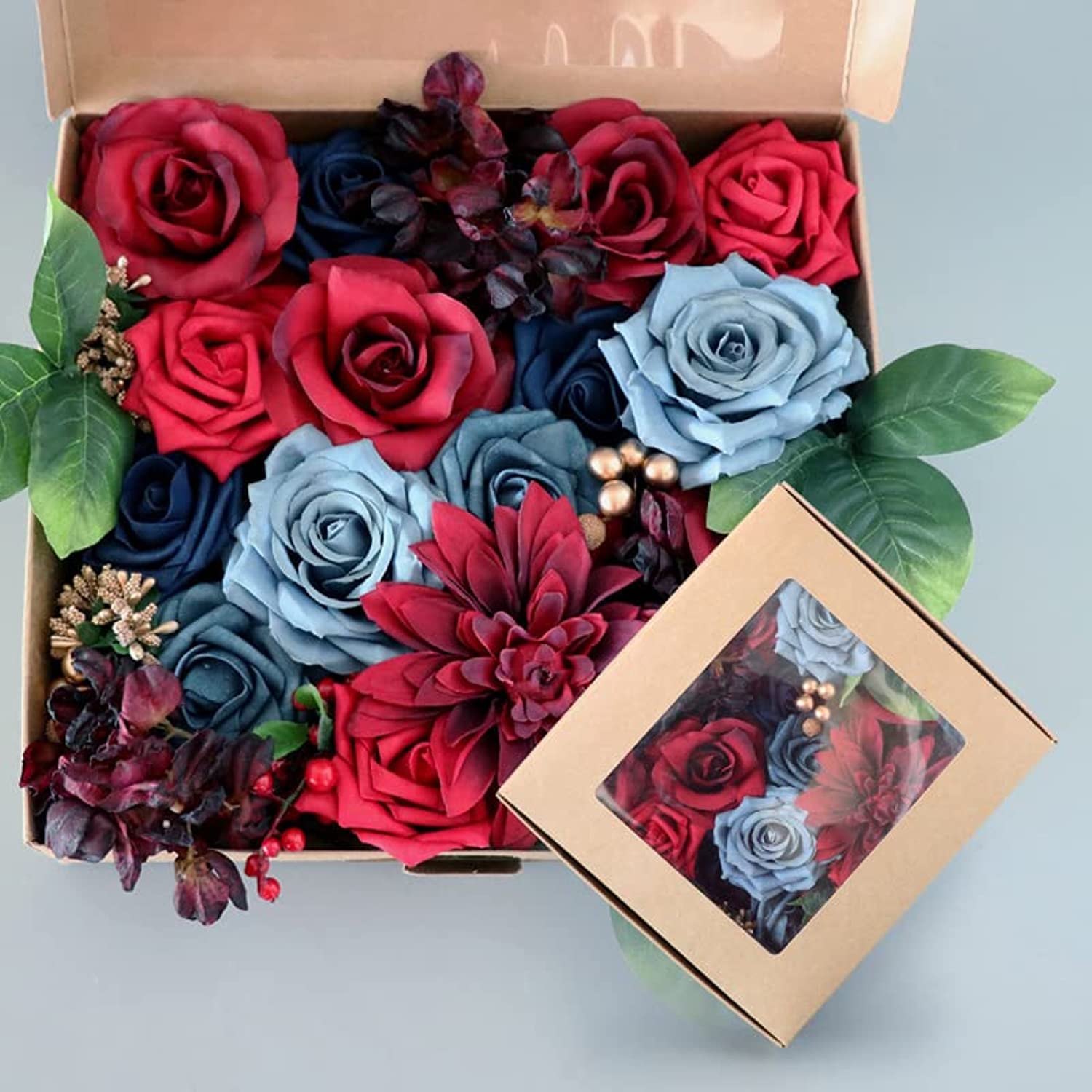 Artificial Flowers Combo Box ,Silk Fake Artificiales Flower for DIY Wedding Cake Topper Floral Arrangements,Faux Flower Centerpieces for Table Home Decor (color 7)