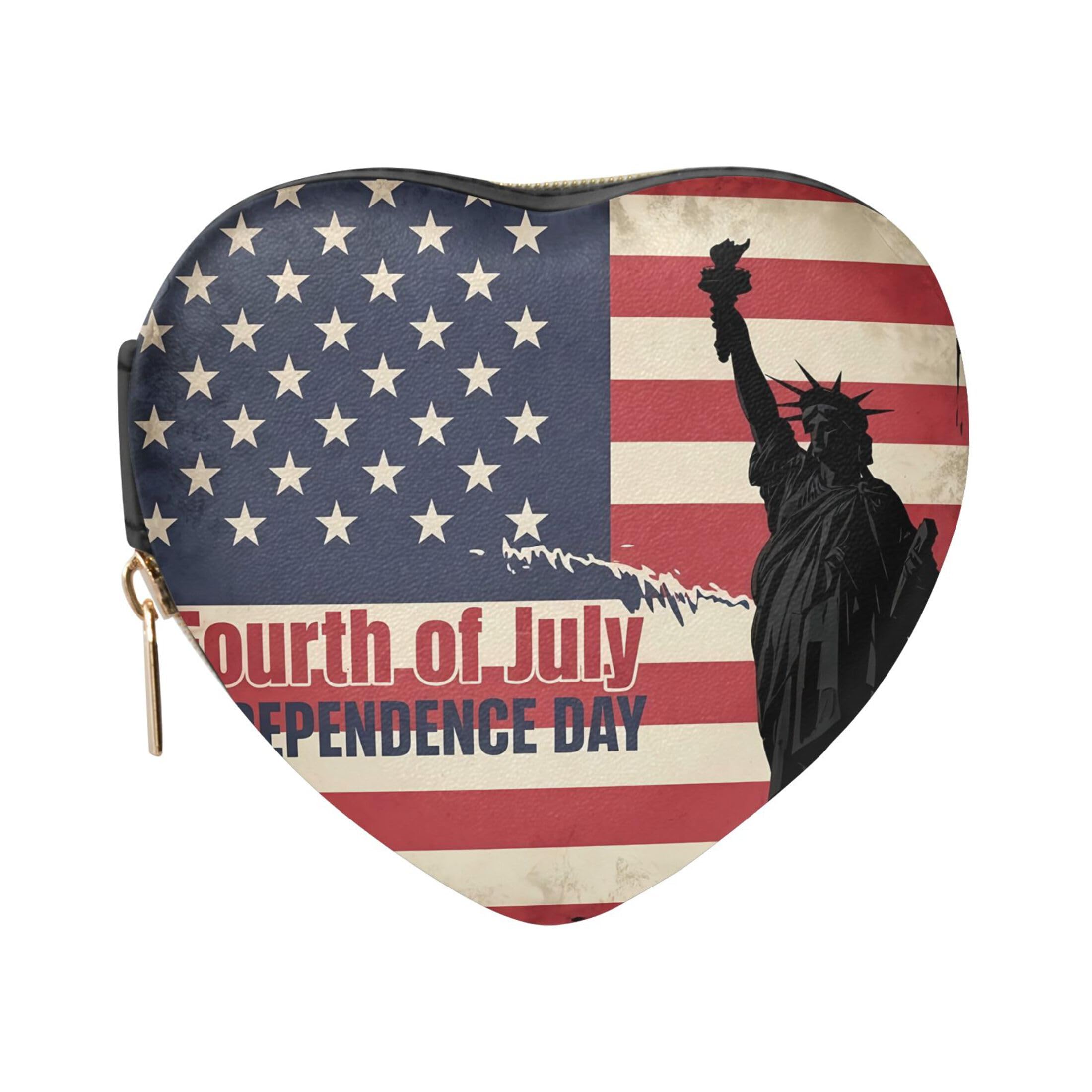 Fuauuyl Independence Day Small Jewelry Box Heart-Shaped Jewelry Case, Portable Travel Organizer Bridesmaid Proposal Gift for Women Girls