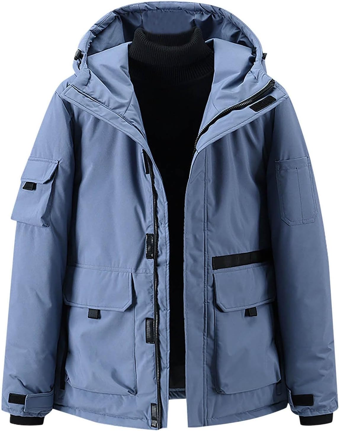 SUWBMHWE Winter Work Jackets for Men Puffer Lightweight Hood Jacket Coat Vest Down Puffy Trench Men's Quilted Mens with Hood