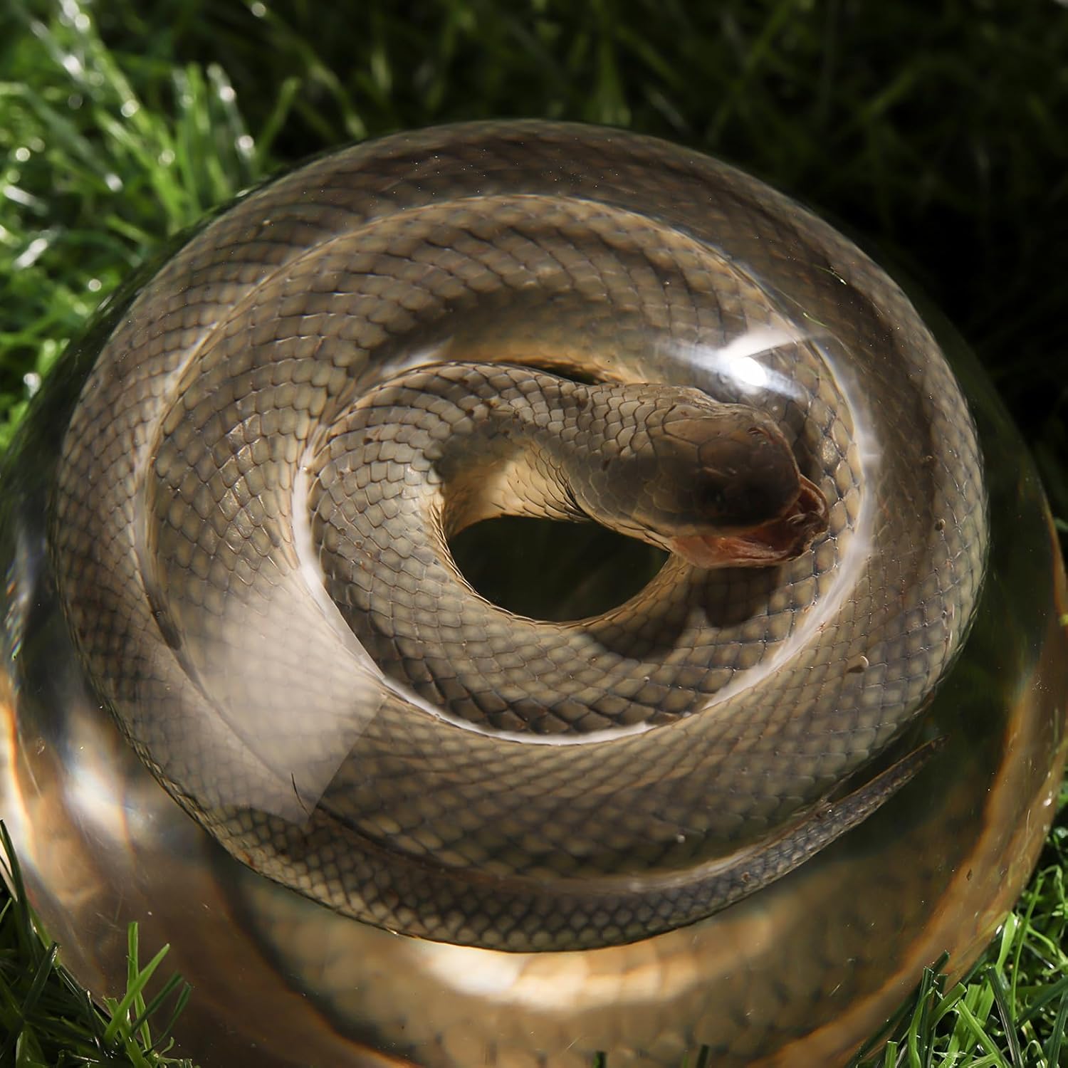 Taxidermy Snake, Real Snakes Specimens Animal Specimen in Resin for Science Classroom Science Education, Great Gift for Fans of Taxidermy, Animal Skull, Oddities, Biology (Round 3.5 inch)