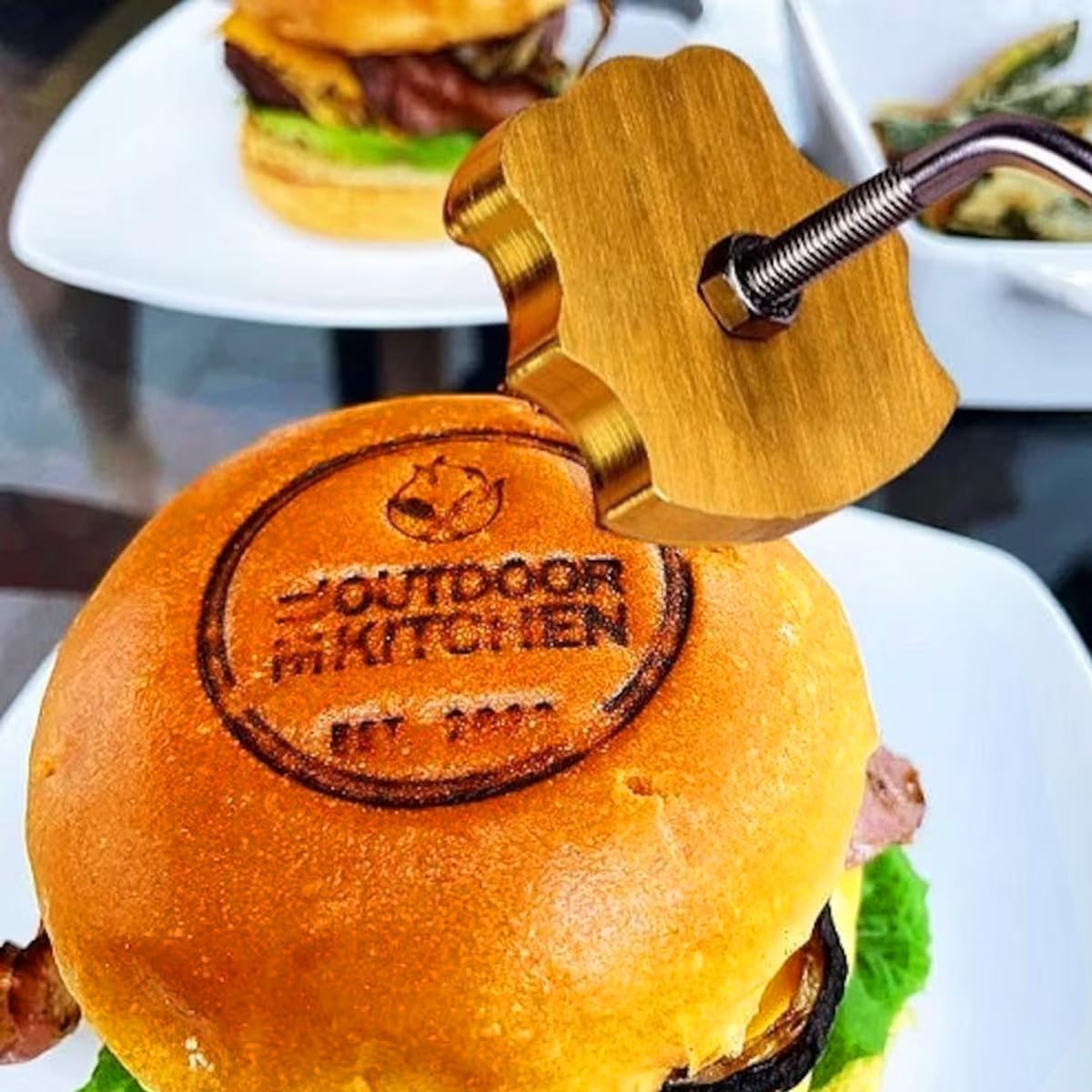 Fer À Marquer Personnalisé Burger Steak Viande BBQ - Idéal Bois Cuir Pain Gâteau