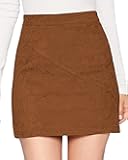 Women Basic High Waisted Mini Short Pencil Bodycon Faux Leather Skirt