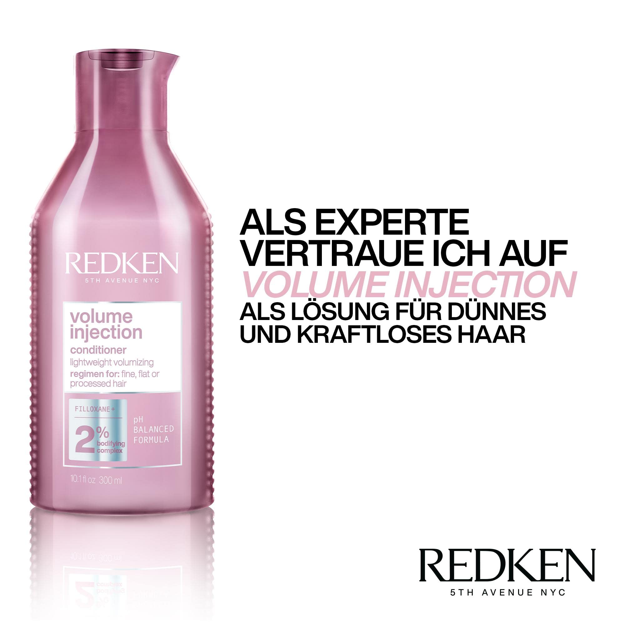 Redken Spülung mit reparierendem Volumen-Boost, Mit Filloxanen und pflegenden Polymeren, Volume Injection Conditioner, 1 x 300 ml