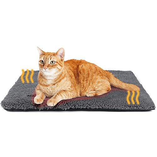Self Warming Cat Bed Self Heating Cat Dog Mat 29.1 x 18.9 inch Extra Warm Thermal Pet Pad for Indoor Outdoor Pets with Removable Cover Non-Slip Bottom Washable Non Electric - 29.1"L x 18.9"W x 1.0"Th - Dark Grey