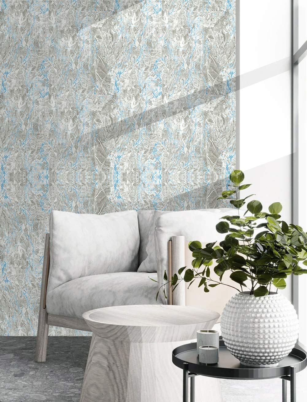 Marble Wallpaper Peel & Stick Stone Wallpaper 45x300CM Inlaid Color Marble Vinyl Self-Adhesive Wallpaper for Wall Décor