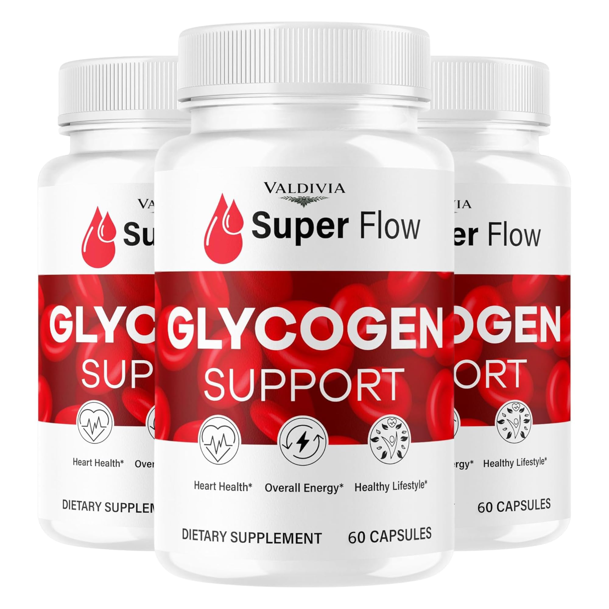 (3 Pack) Valdivia Super Flow Glycogen - SuperFlow Glycogen Support Capsules, Official SupperFlow Glycogen Support, Sugar Metabolism (180 Capsules) for 3 Months