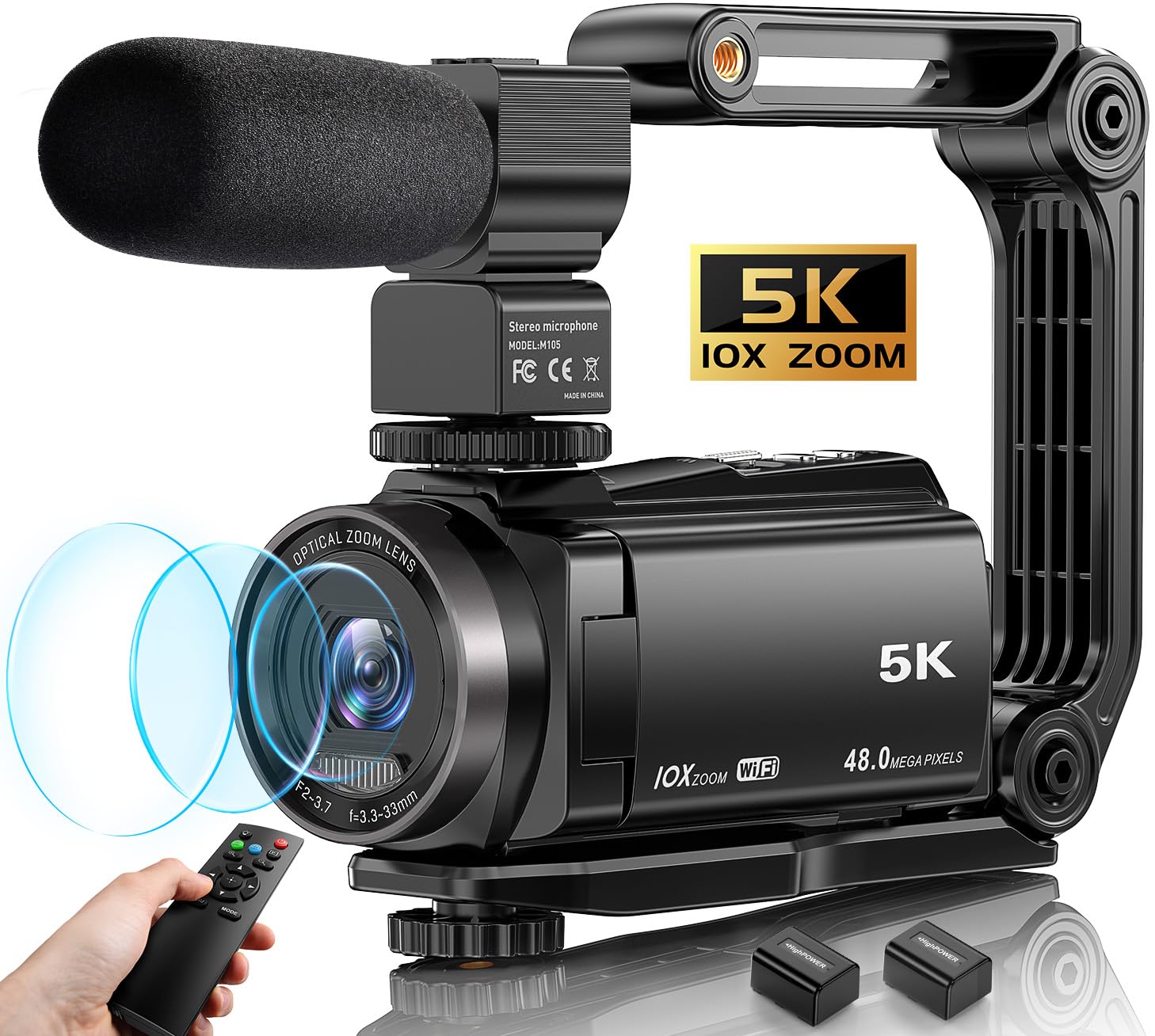 Sponsored Ad – 5K Video Camera Camcorder, 10X Optical Zoom 48MP 30FPS Vlogging Camera for YouTube WiFi IR Night Vision Recorder Cameras for Photography Vlog Camera, Remote Control, 2 Batteries