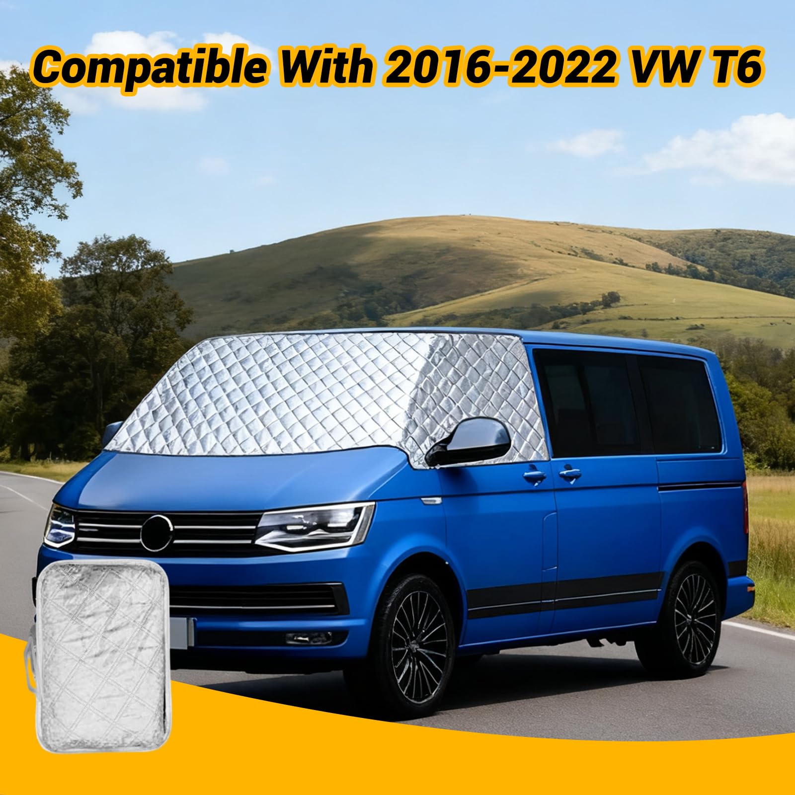 Protector de parabrisas para VW T6, cubierta exterior con algodón interior, cubierta frontal para bebé, protección contra el escarcha, anti-sol, termo-alfombras, protector solar