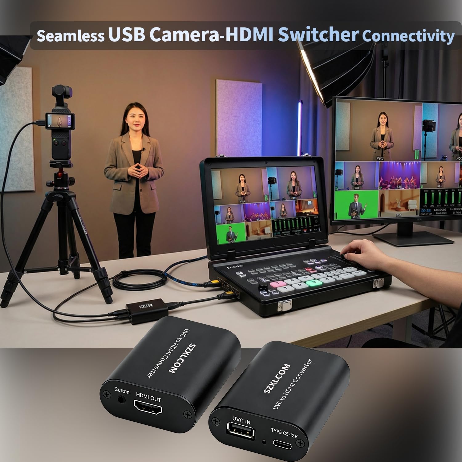 Adattatore da USB a HDMI per fotocamere UVC, webcam a monitor TV, convertitore da fotocamera USB a HDMI uscita 1080P