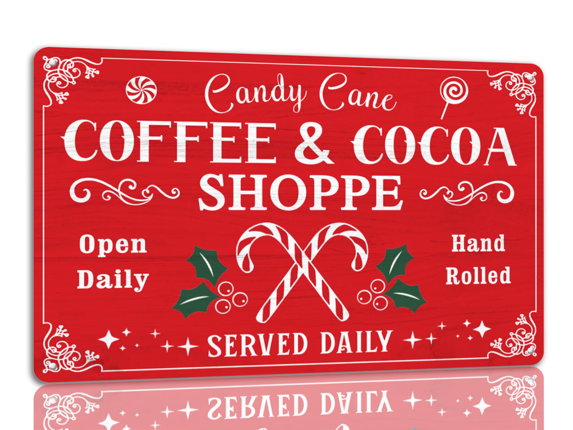 SMAZDFXX Coffee And Cocoa Shoppe Tin Sign Funny Christmas Metal Signs Retro Santa Sign Christmas Wall Art Decor For Home Cafe Shop 5.5"x8"