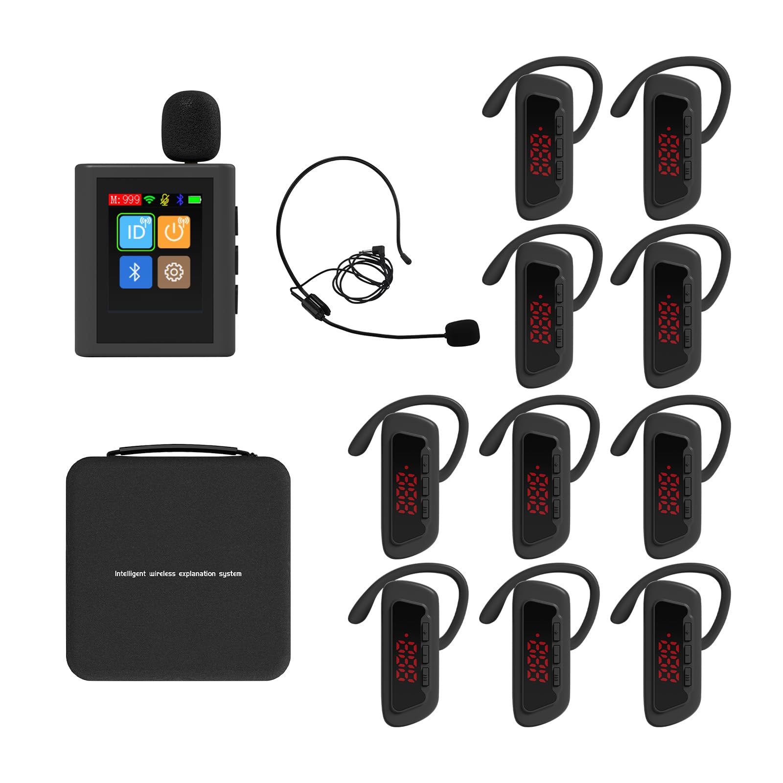 Photo 1 of PANDAAR Tour Guide System, Wireless Tour Guide Microphone and Speaker, 21 Slot Charging Base, 140m/459ft Range, Tour Guide Speaker for Factory Training Teaching Church (2 Transmitter 20 Receivers)