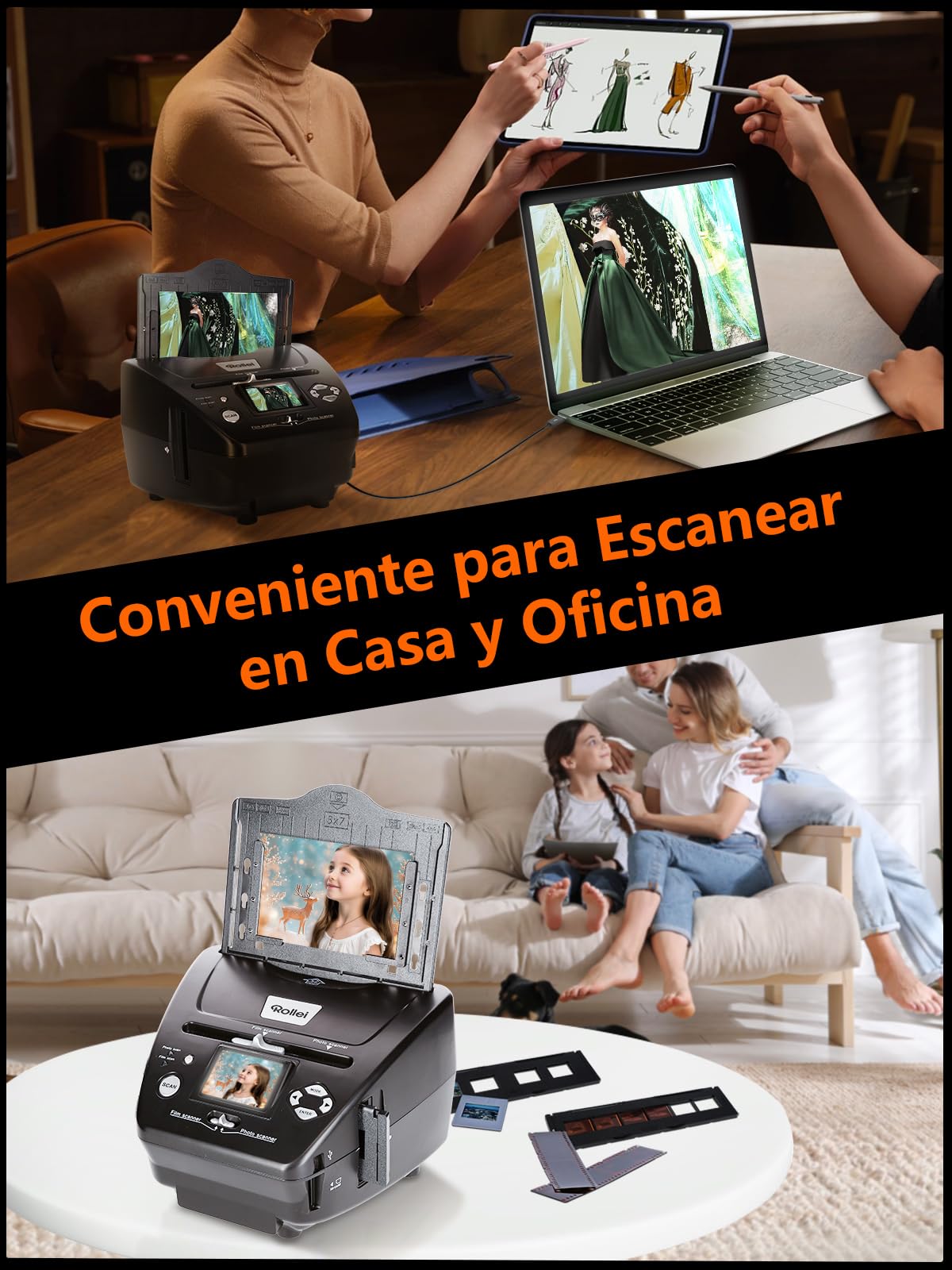 Rollei PDF S 240 SE Escáner Fotos, Convertidor de Diapositivas y Negativos Fotográficos 35mm 135 Fotos (3R/4R/5R)/Tarjeta de Visita a Digital de Ordenador, Escaner-Negativo-Diapositiva-Foto-Scanner